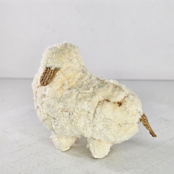 Paper Mache Sheep With Burlap Ears Rustic Cottagecore - Picture 2 of 8